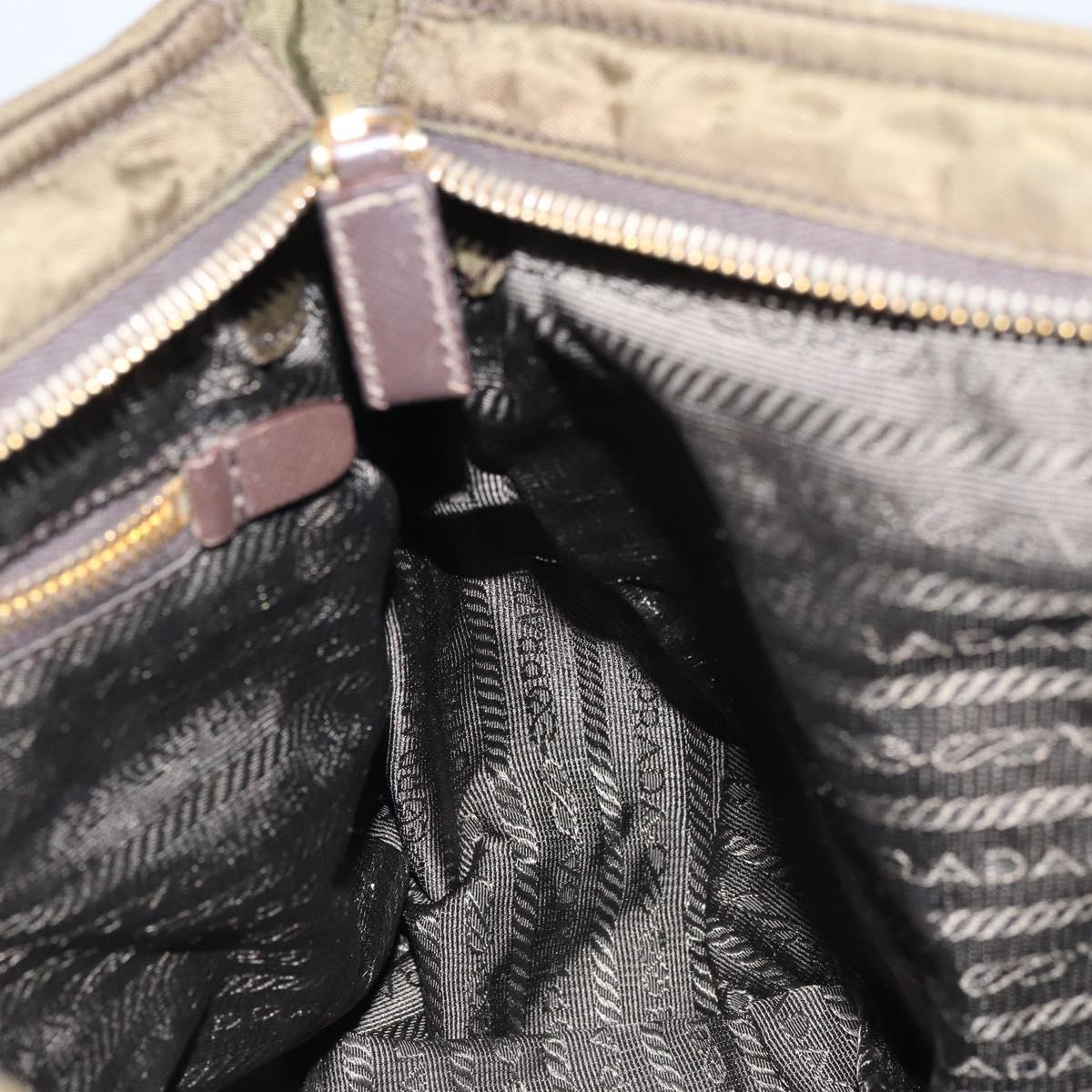 PRADA Shoulder Bag Nylon Khaki Gold Auth LNZ745