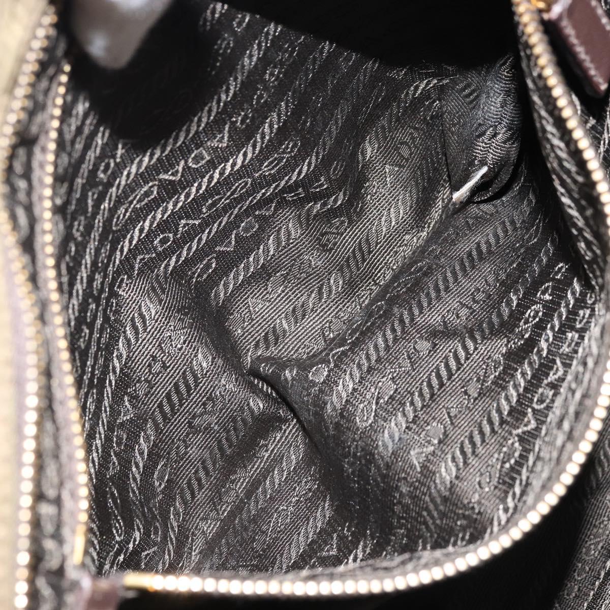 PRADA Shoulder Bag Nylon Khaki Gold Auth LNZ745