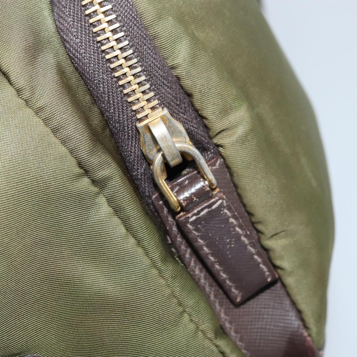 PRADA Shoulder Bag Nylon Khaki Gold Auth LNZ745