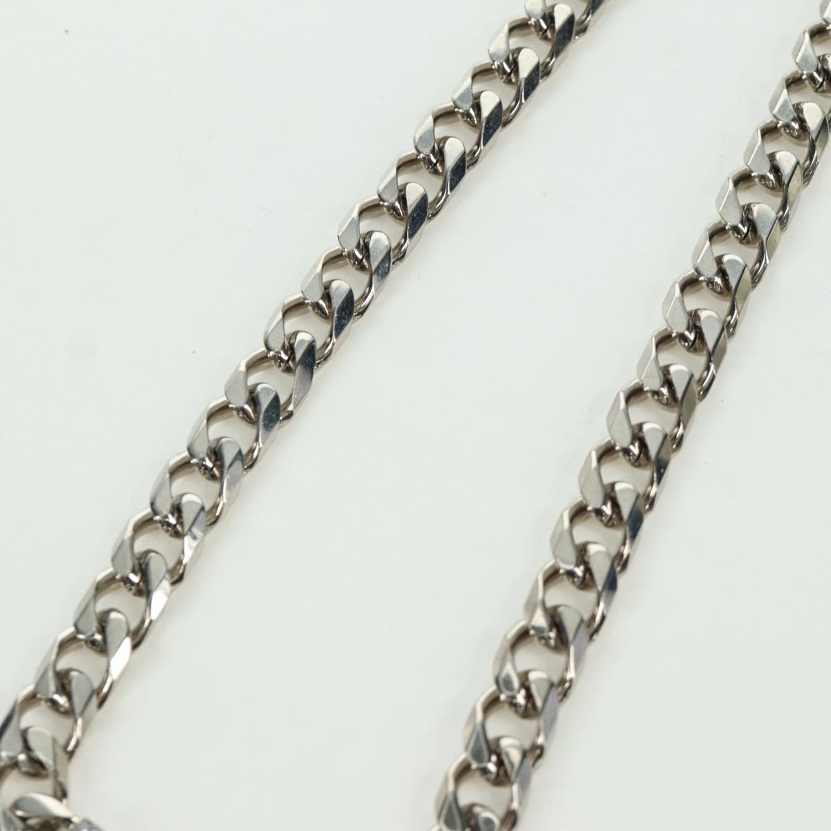 Christian Dior italic Necklace metal Silver Auth LNZ749M