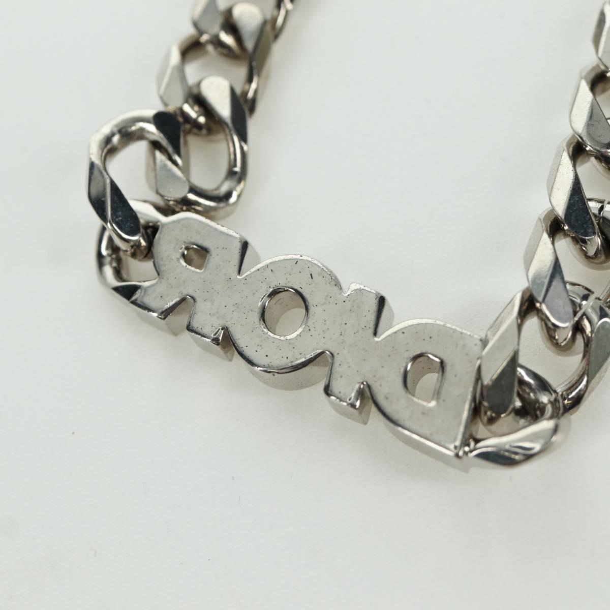 Christian Dior italic Necklace metal Silver Auth LNZ749M