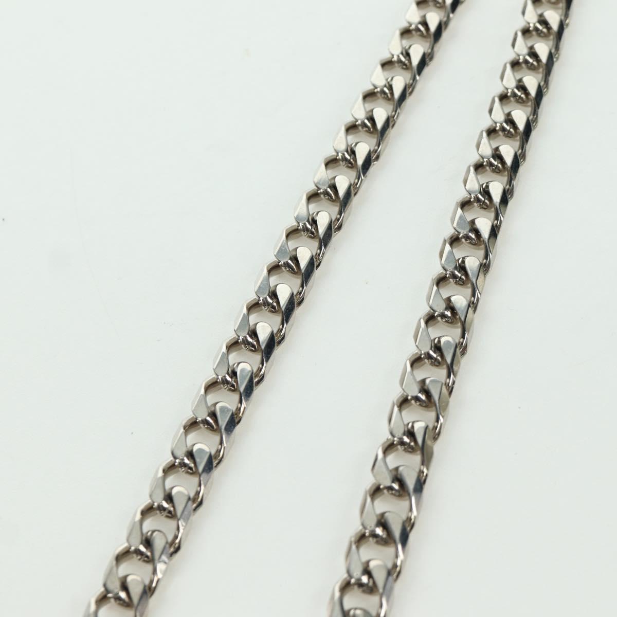 Christian Dior italic Necklace metal Silver Auth LNZ749M