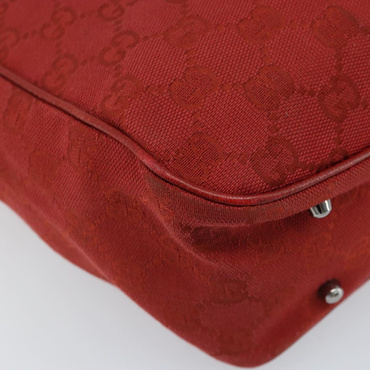 GUCCI GG Canvas Tote Bag Red Silver 113019 Auth LNZ757