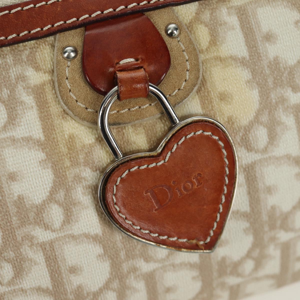 Christian Dior Trotter Canvas Romantic Bag PVC Ivory Silver Auth LNZ758SAV