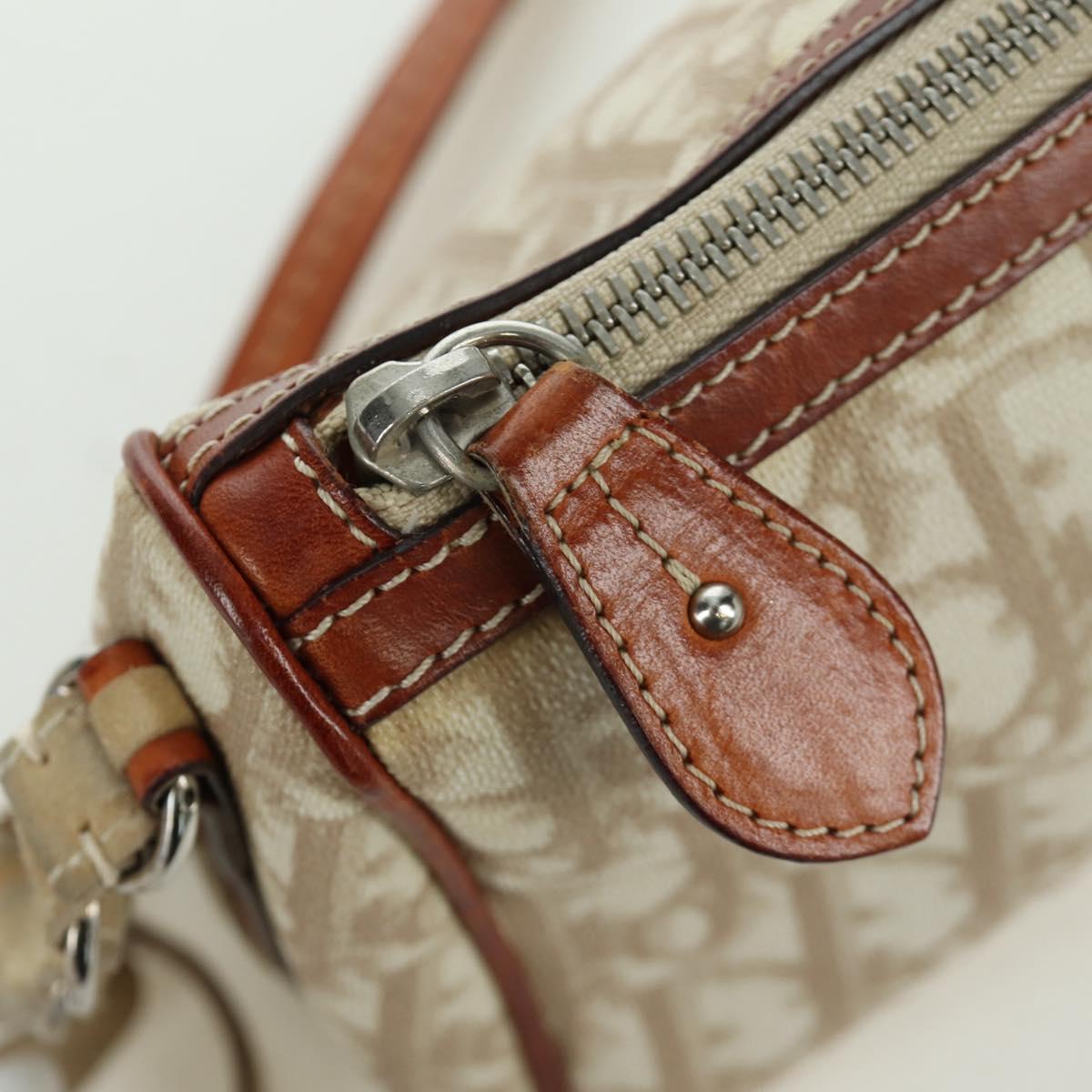 Christian Dior Trotter Canvas Romantic Bag PVC Ivory Silver Auth LNZ758SAV