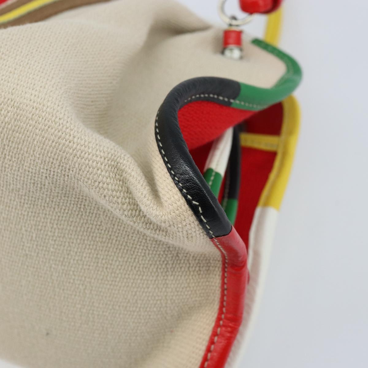 BOTTEGA VENETA Hand Bag Canvas Outlet Multicolor Silver Auth LNZ759V