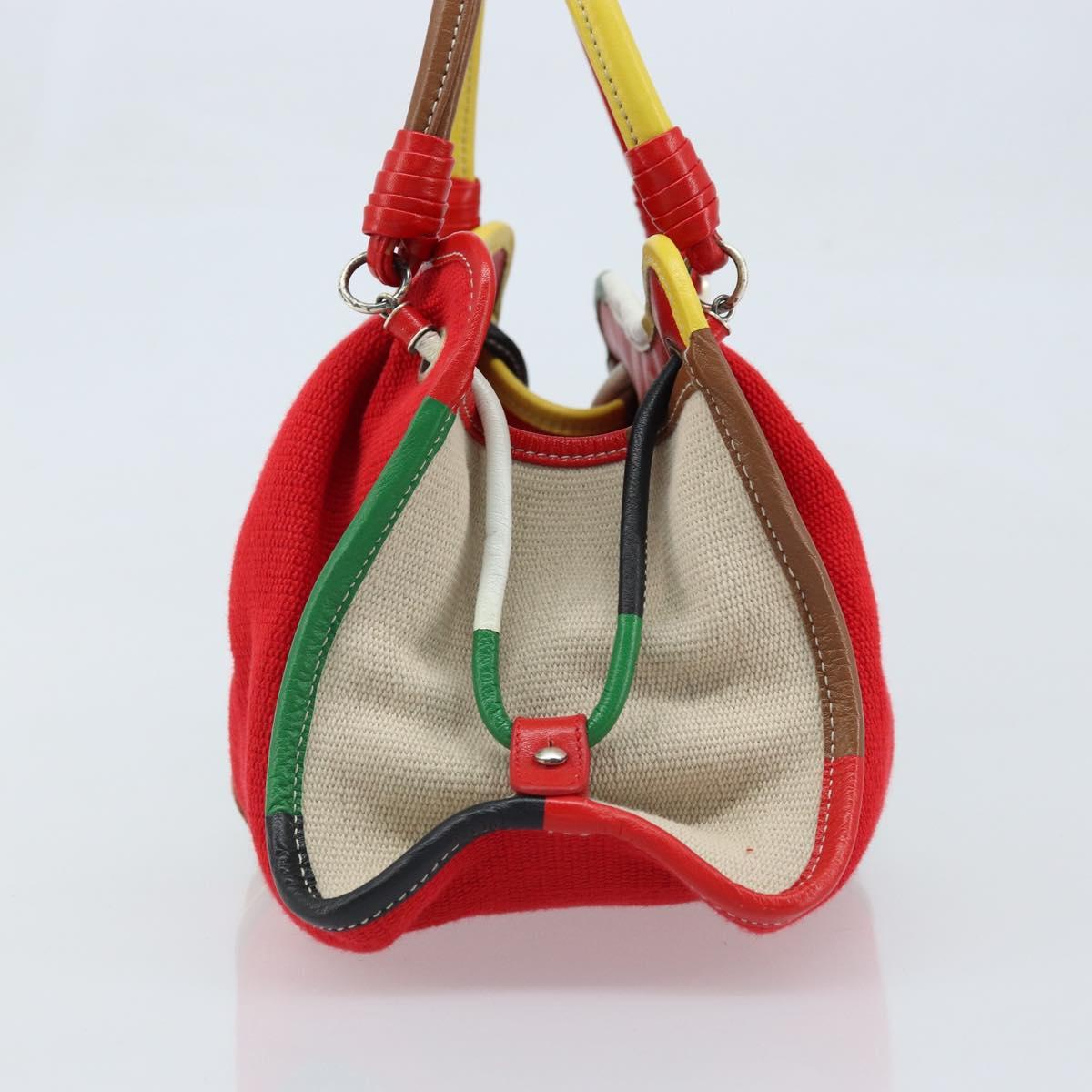BOTTEGA VENETA Hand Bag Canvas Outlet Multicolor Silver Auth LNZ759V