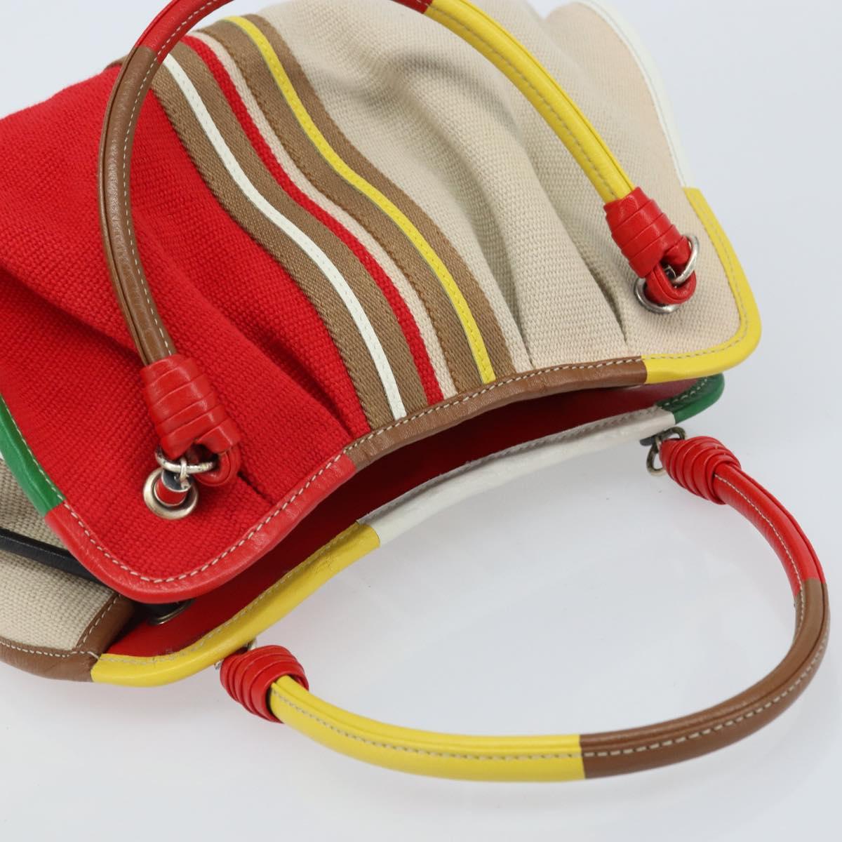BOTTEGA VENETA Hand Bag Canvas Outlet Multicolor Silver Auth LNZ759V