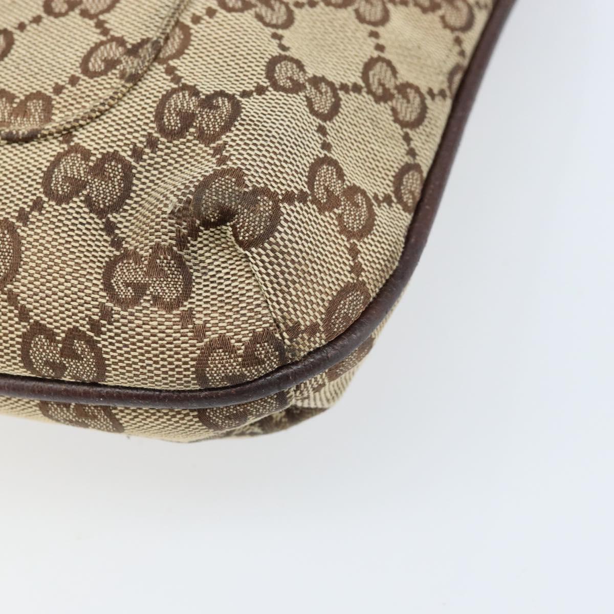 GUCCI GG Canvas Shoulder Bag Beige Silver 122793 Auth LNZ763