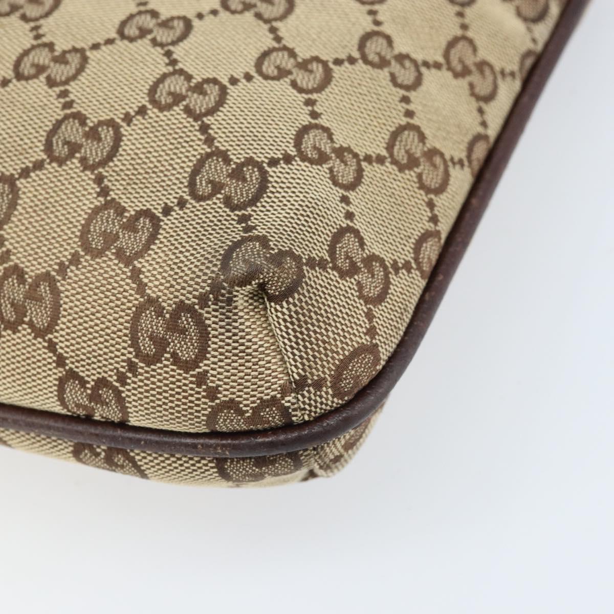 GUCCI GG Canvas Shoulder Bag Beige Silver 122793 Auth LNZ763