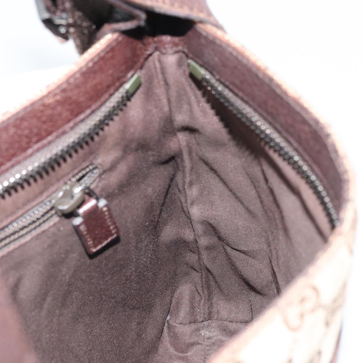 GUCCI GG Canvas Shoulder Bag Beige Silver 122793 Auth LNZ763