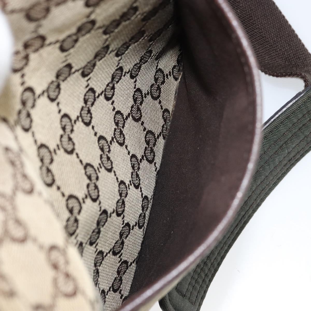 GUCCI GG Canvas Shoulder Bag Beige Silver 122793 Auth LNZ763