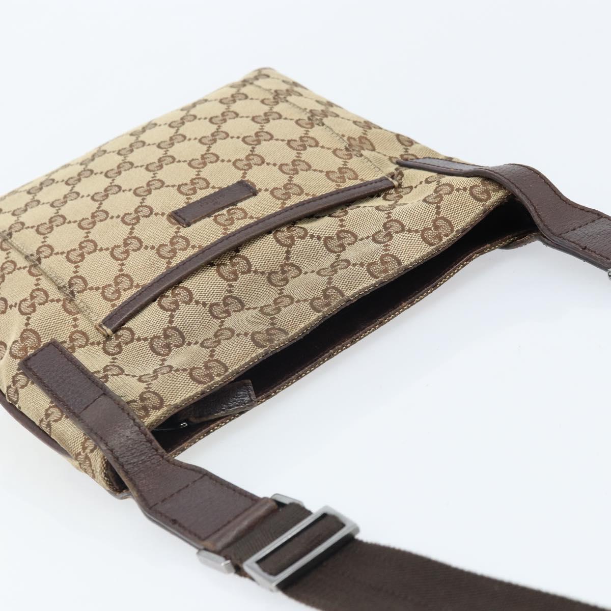 GUCCI GG Canvas Shoulder Bag Beige Silver 122793 Auth LNZ763