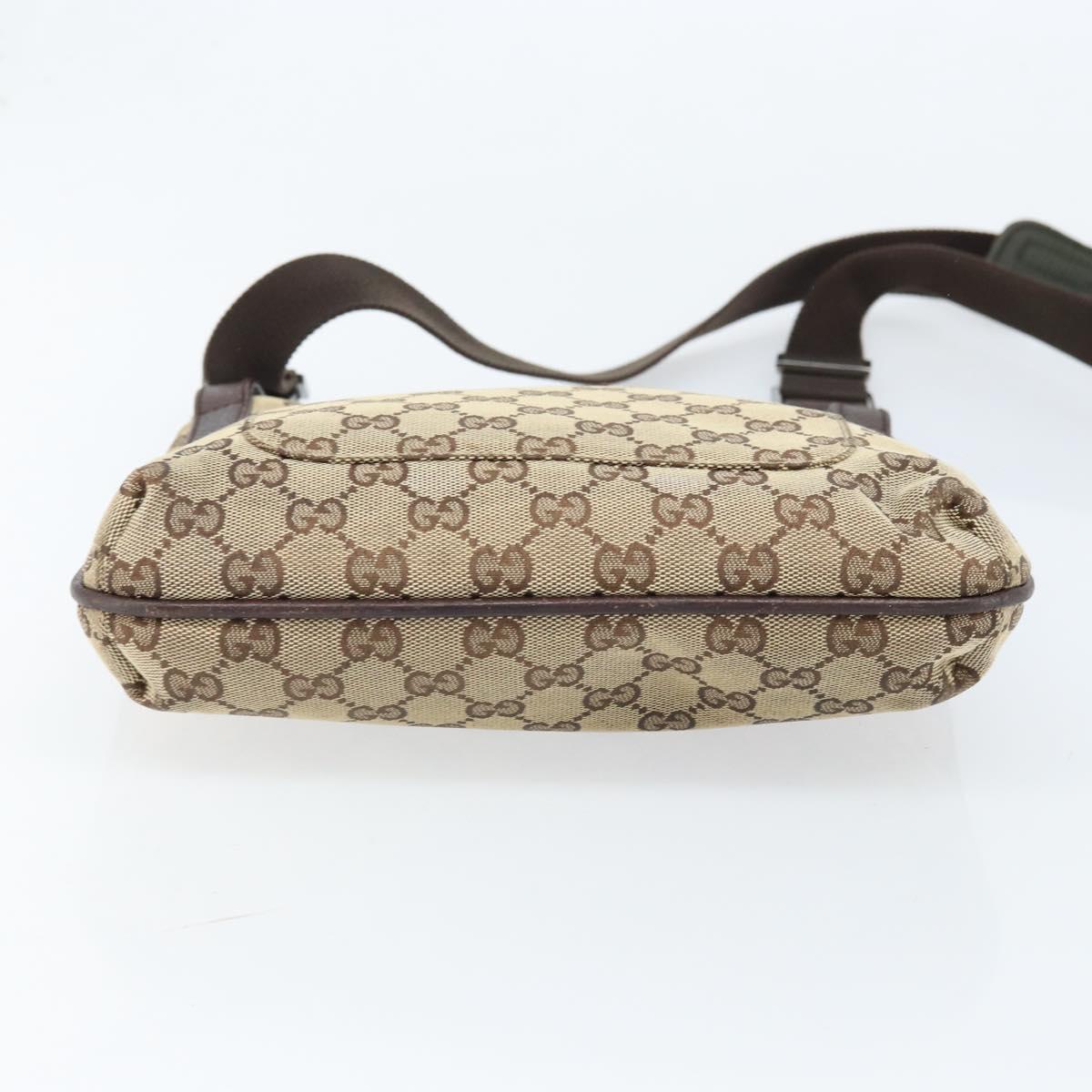 GUCCI GG Canvas Shoulder Bag Beige Silver 122793 Auth LNZ763