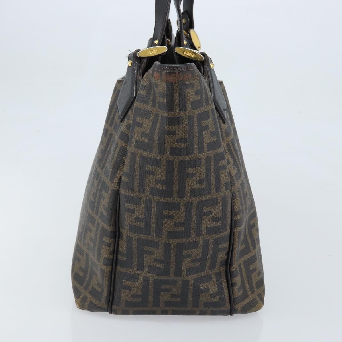 FENDI Zucca Canvas Tote Bag PVC Black Brown Auth LNZ764