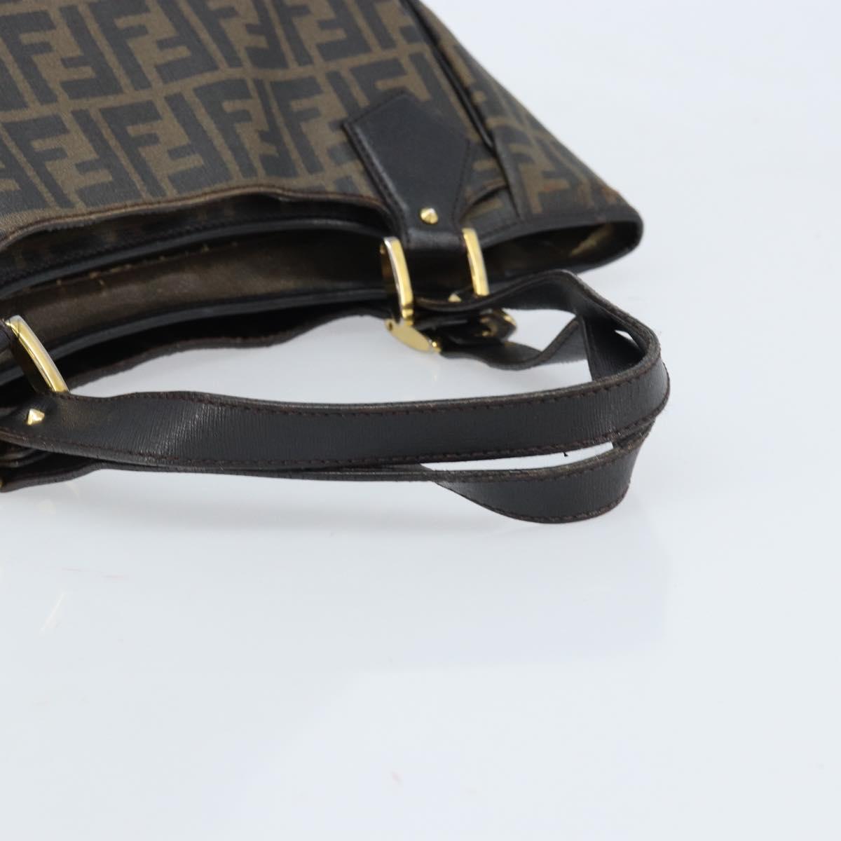 FENDI Zucca Canvas Tote Bag PVC Black Brown Auth LNZ764