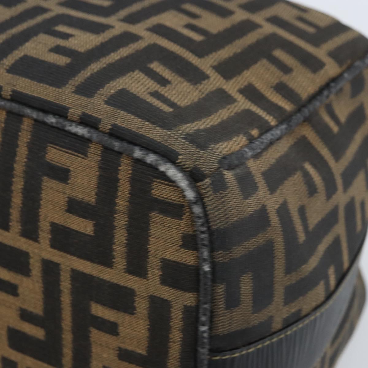 FENDI Zucca Canvas Hand Bag Brown Black Auth LNZ770