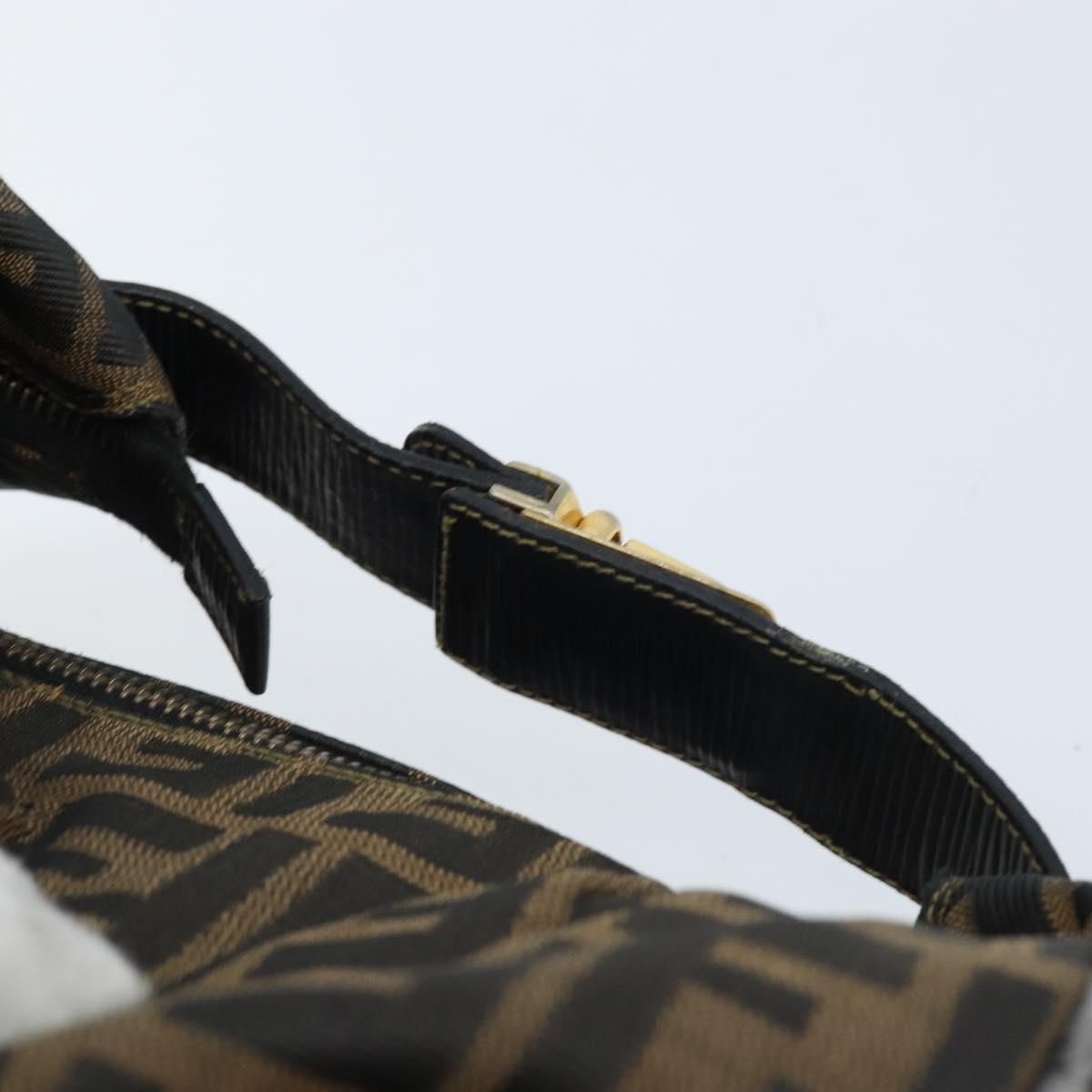 FENDI Zucca Canvas Hand Bag Brown Black Auth LNZ770