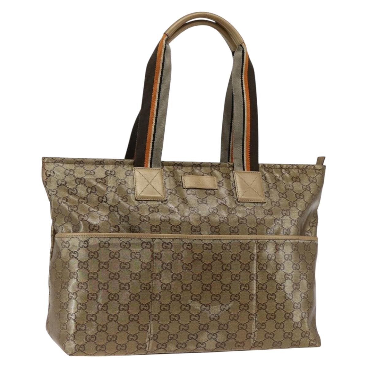 GUCCI GG Crystal Tote Bag Coated Canvas Beige 155524 Auth LNZ771