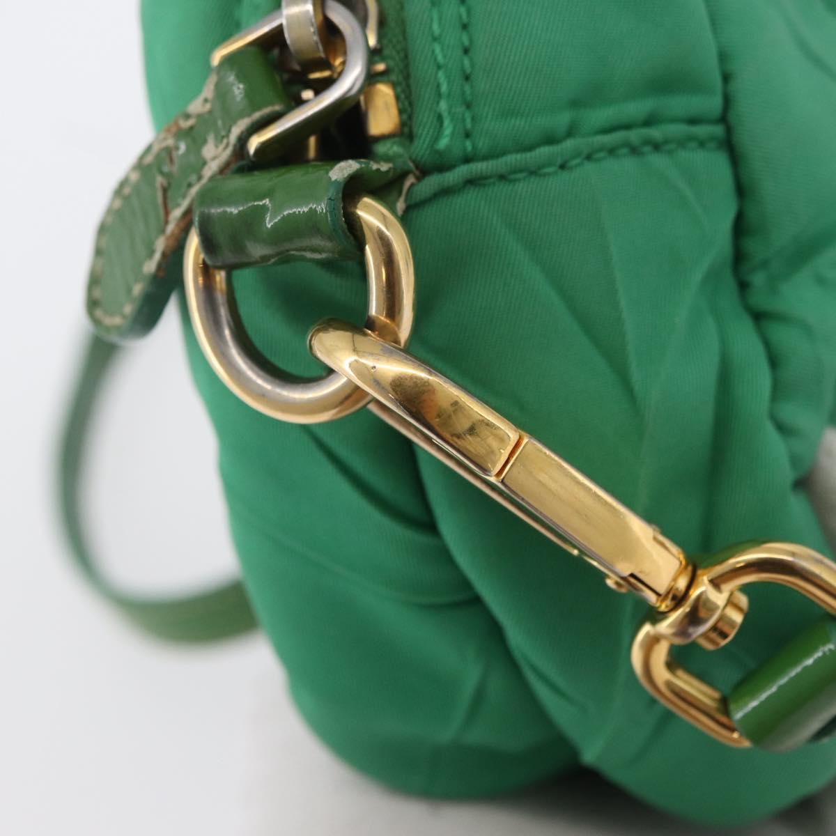 PRADA Shoulder Bag Nylon Green Gold Auth LNZ781
