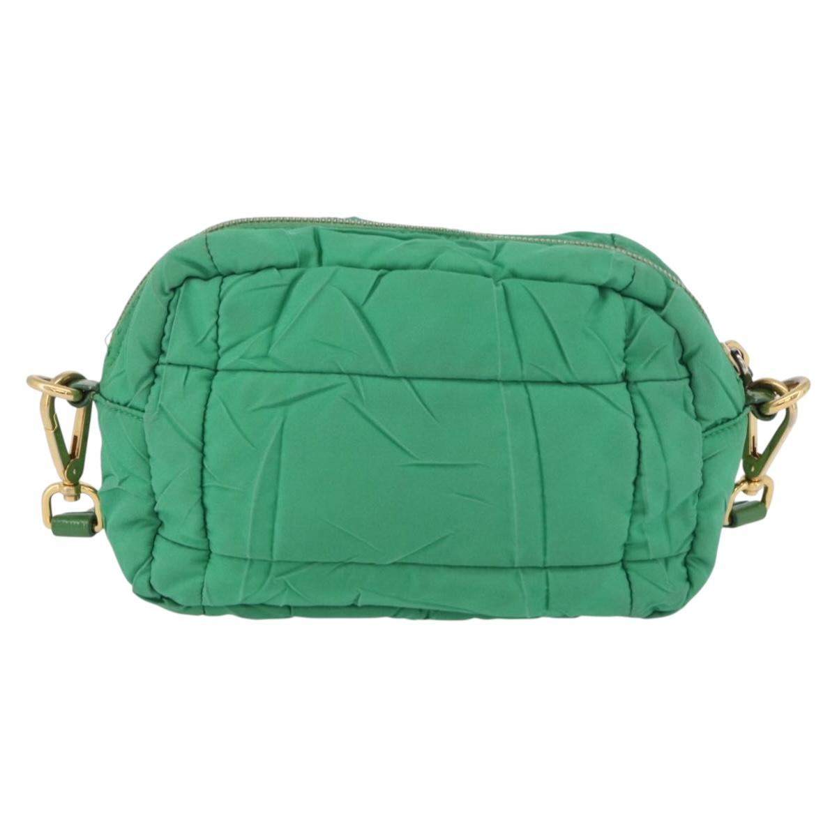 PRADA Shoulder Bag Nylon Green Gold Auth LNZ781
