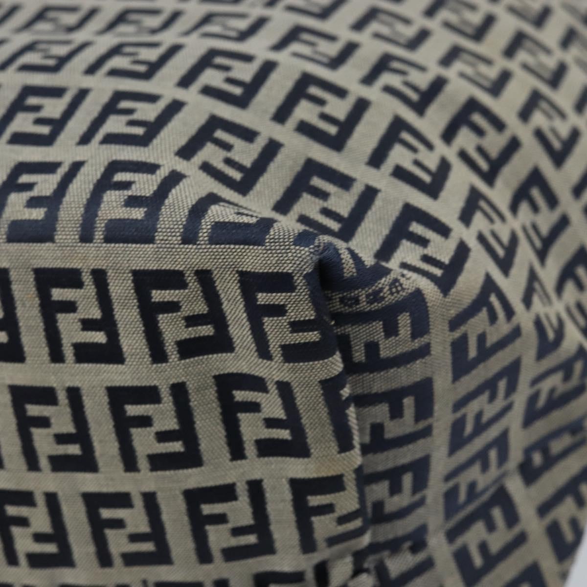 FENDI Zucchino Canvas Tote Bag Navy Silver Auth LNZ782