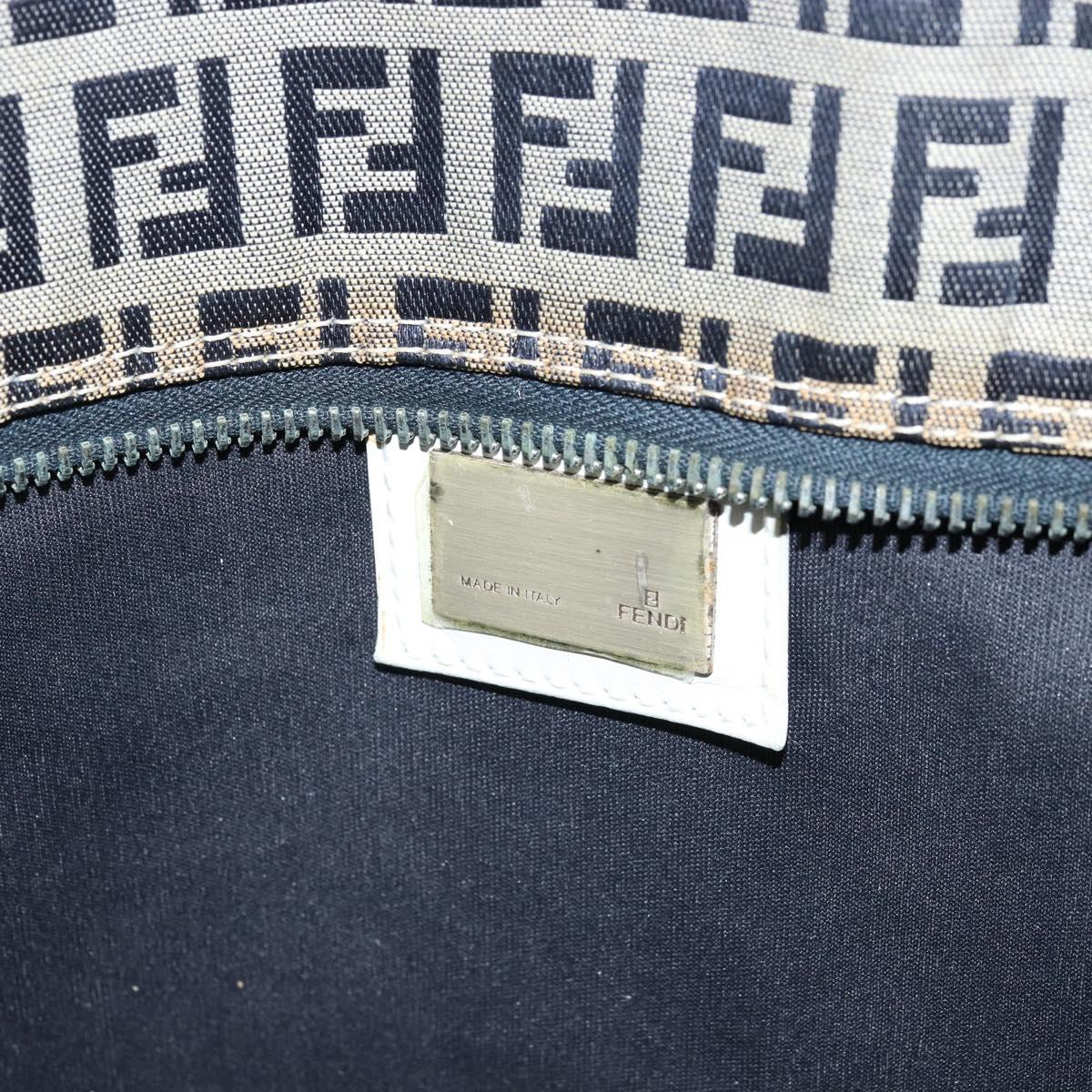 FENDI Zucchino Canvas Tote Bag Navy Silver Auth LNZ782
