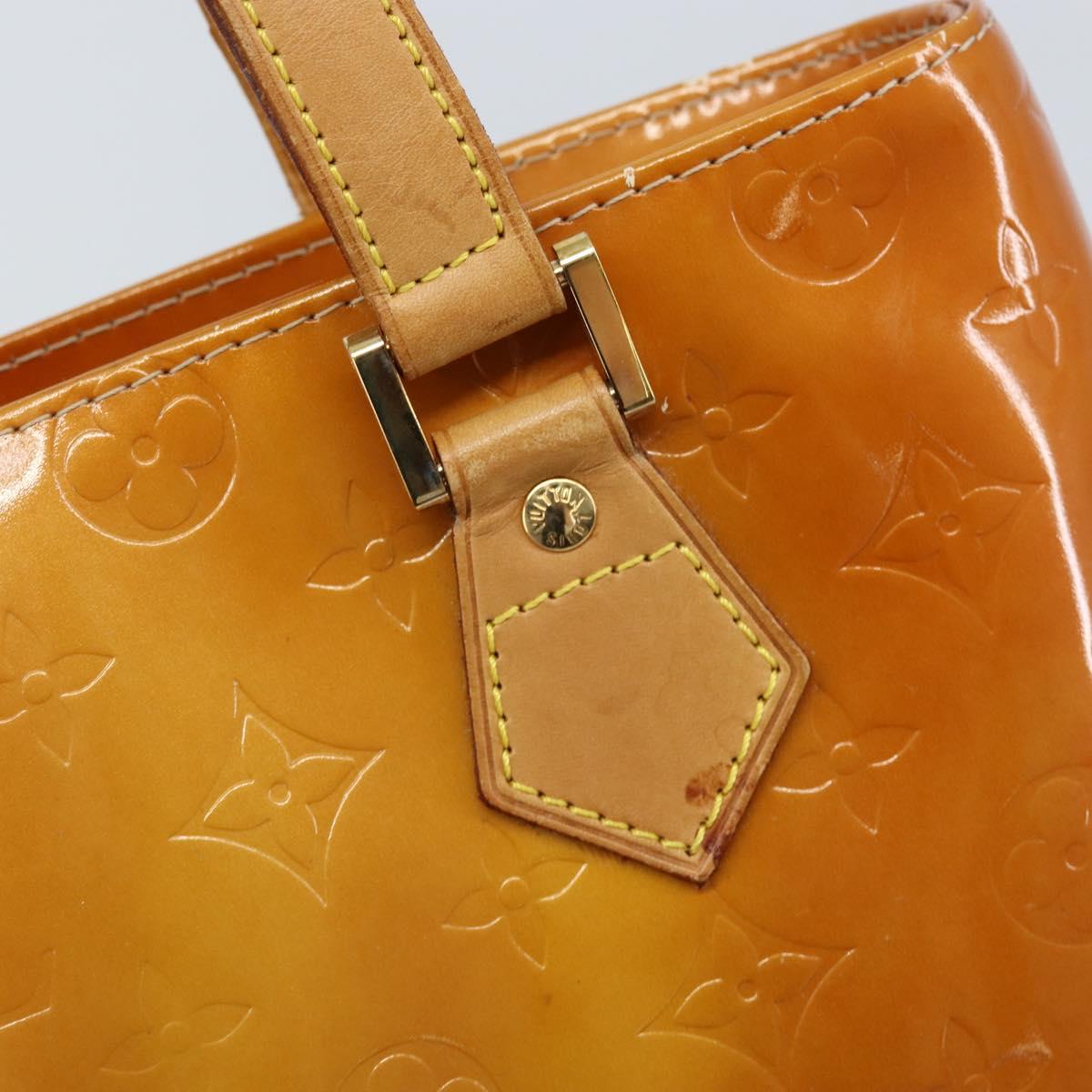 LOUIS VUITTON Monogram Vernis Houston Hand Bag Beige M91004 LV Auth LNZ785