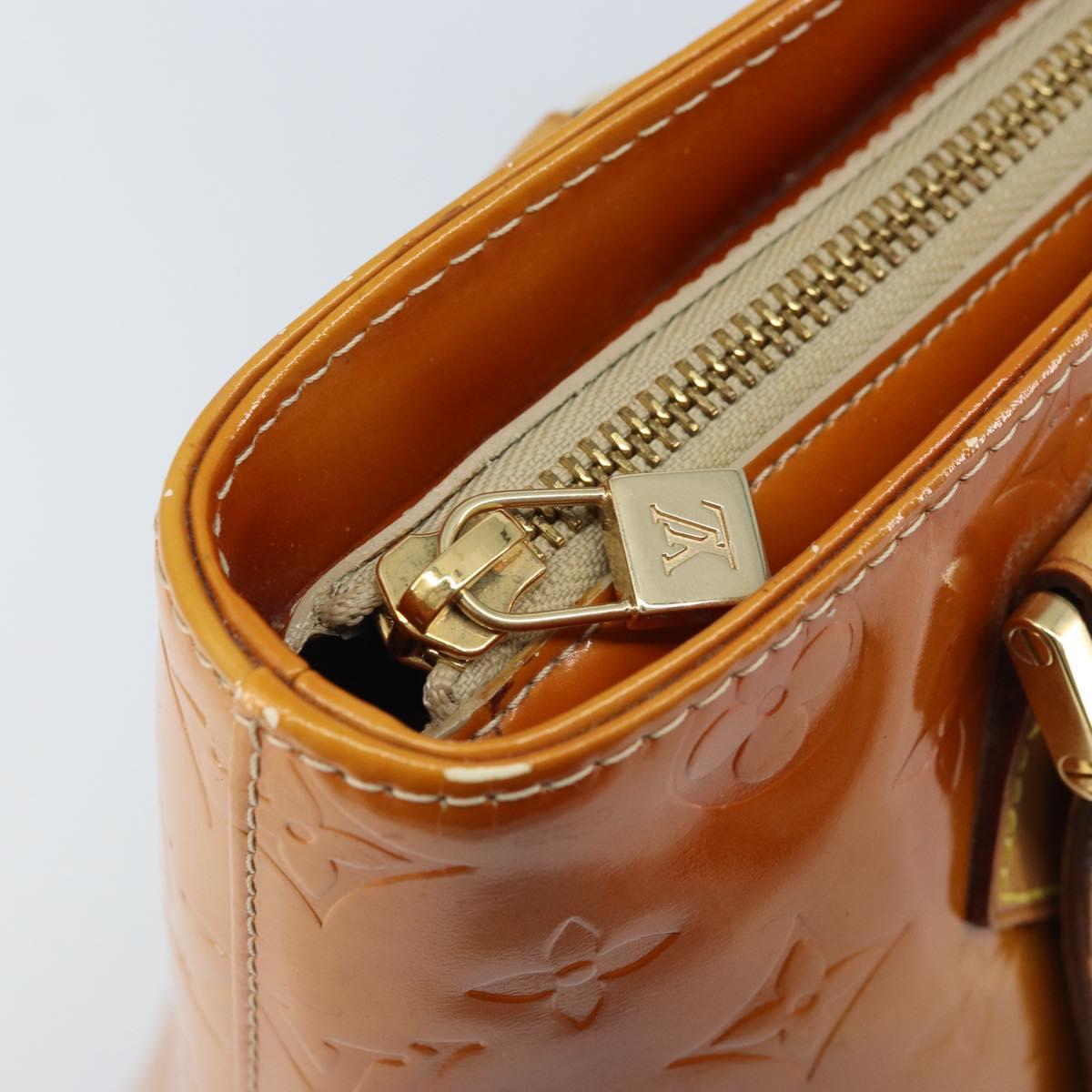 LOUIS VUITTON Monogram Vernis Houston Hand Bag Beige M91004 LV Auth LNZ785