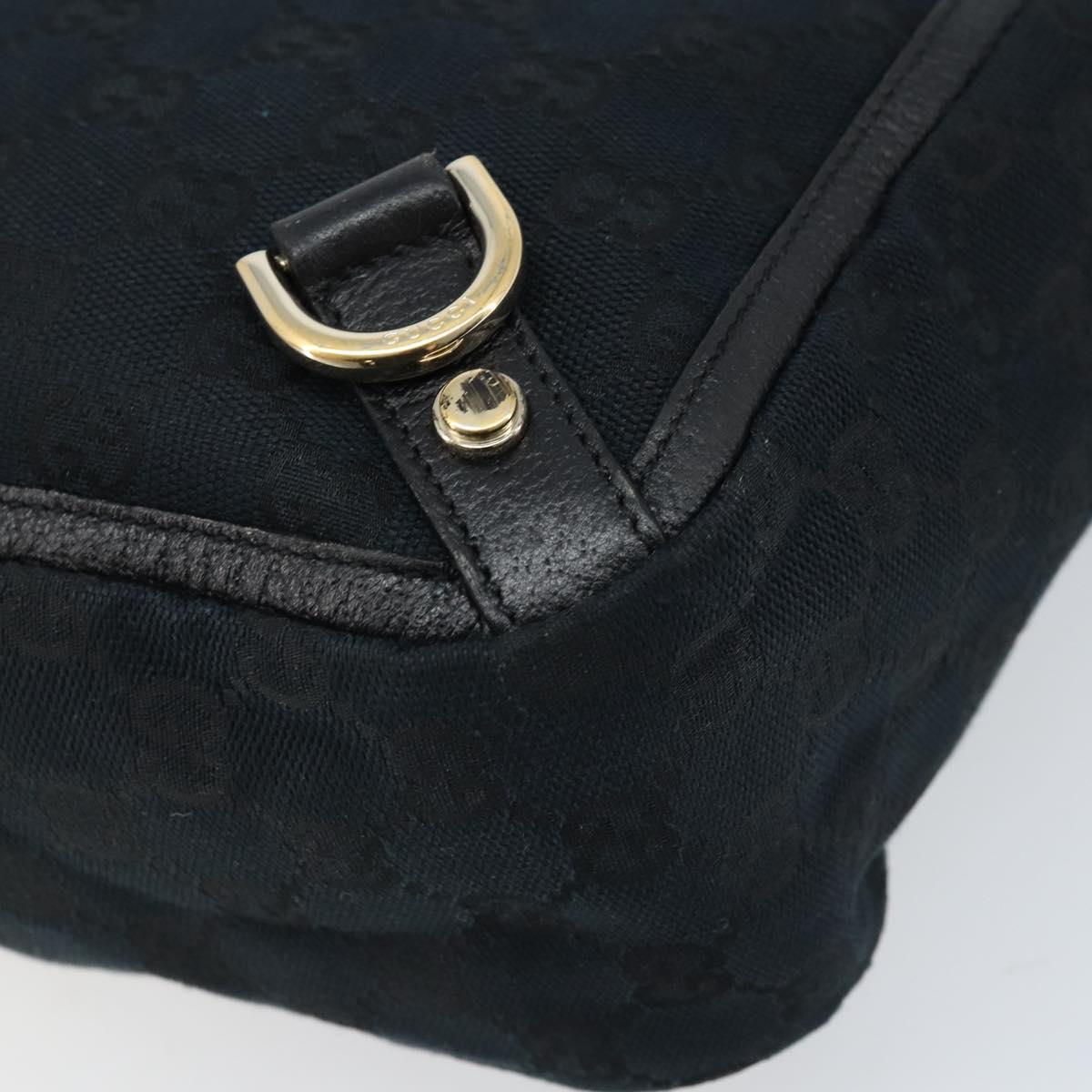 GUCCI GG Canvas Abbey Hand Bag Black Gold 130739 Auth LNZ799V