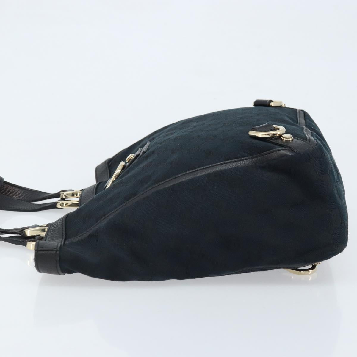 GUCCI GG Canvas Abbey Hand Bag Black Gold 130739 Auth LNZ799V