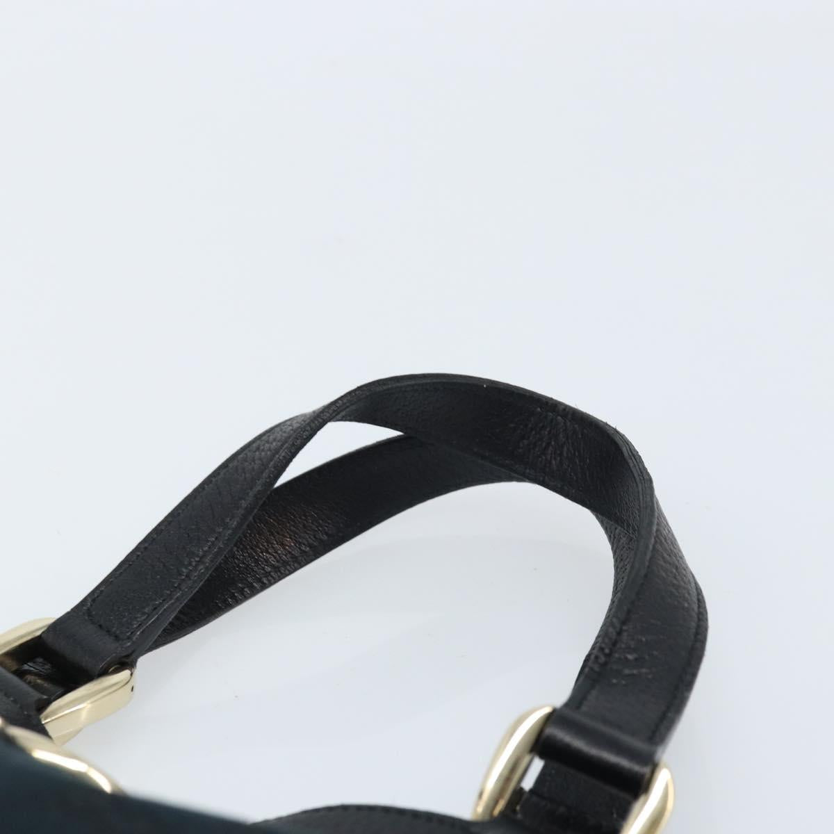 GUCCI GG Canvas Abbey Hand Bag Black Gold 130739 Auth LNZ799V