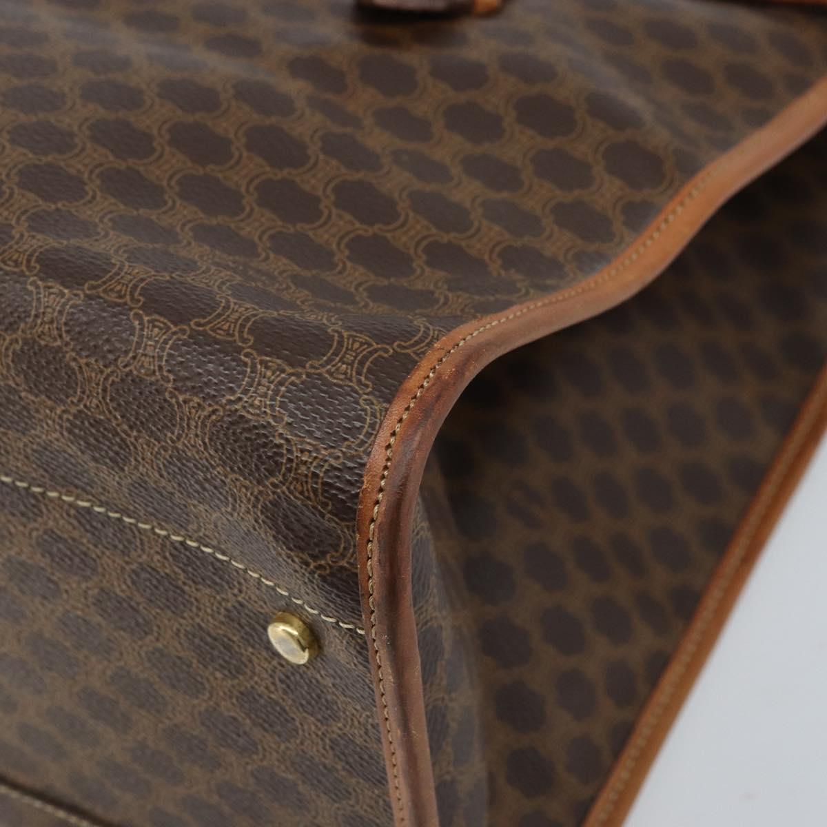 CELINE Macadam Canvas Tote Bag PVC Leather Brown Gold Auth LNZ801