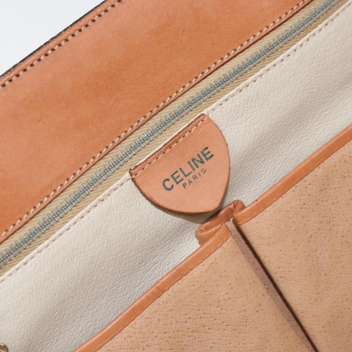 CELINE Macadam Canvas Tote Bag PVC Leather Brown Gold Auth LNZ801