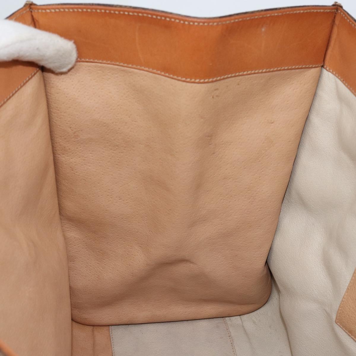 CELINE Macadam Canvas Tote Bag PVC Leather Brown Gold Auth LNZ801