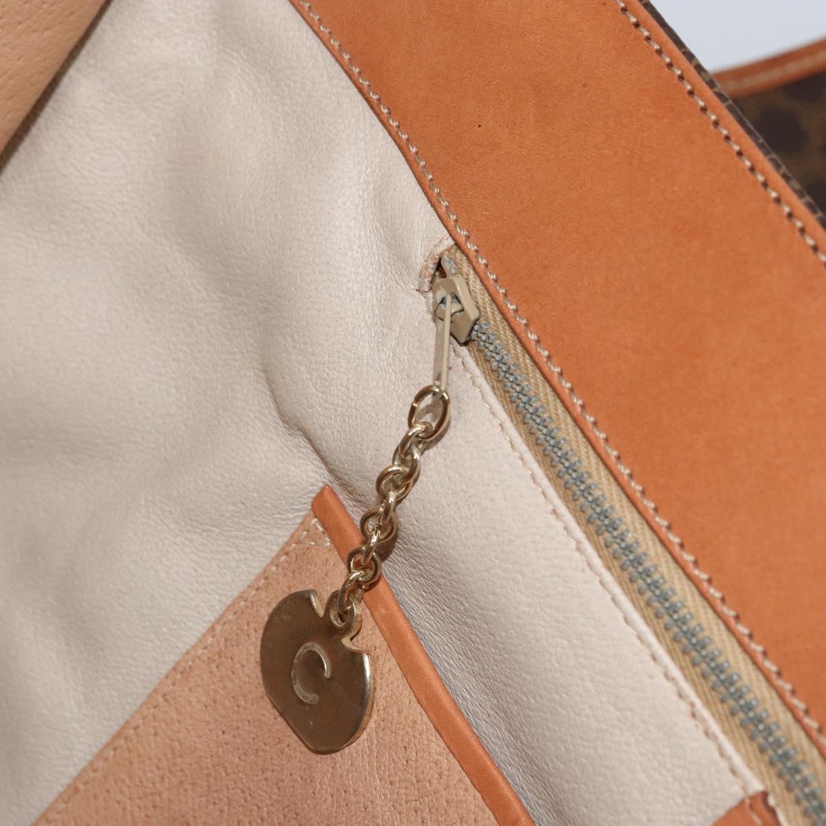 CELINE Macadam Canvas Tote Bag PVC Leather Brown Gold Auth LNZ801