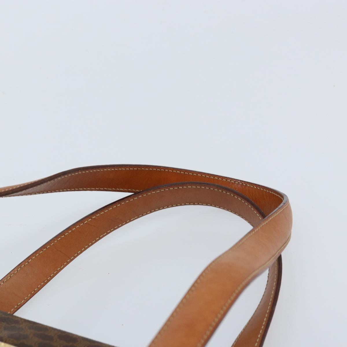 CELINE Macadam Canvas Tote Bag PVC Leather Brown Gold Auth LNZ801