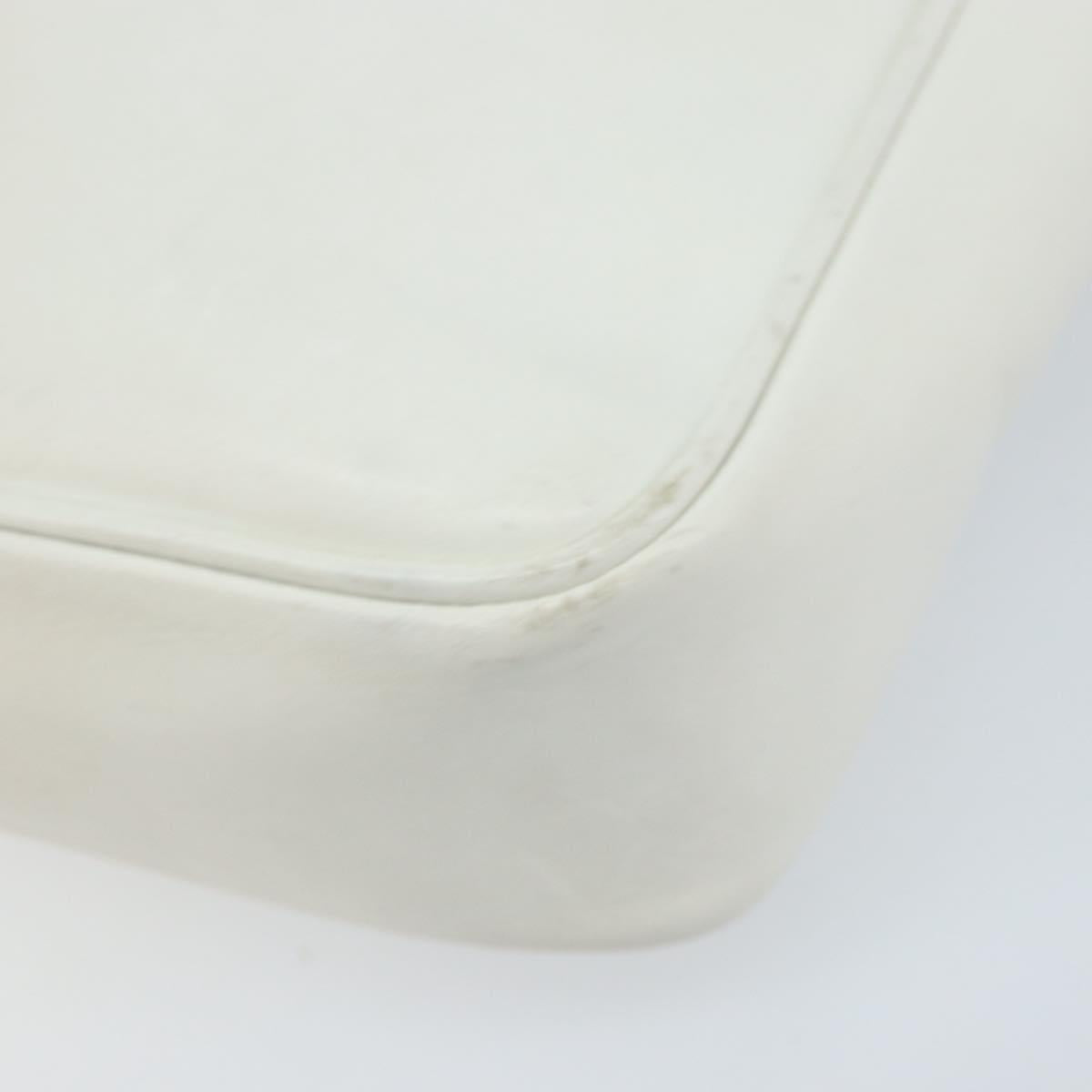 CELINE Star Ball Chain Shoulder Bag Leather White Silver Auth LNZ806