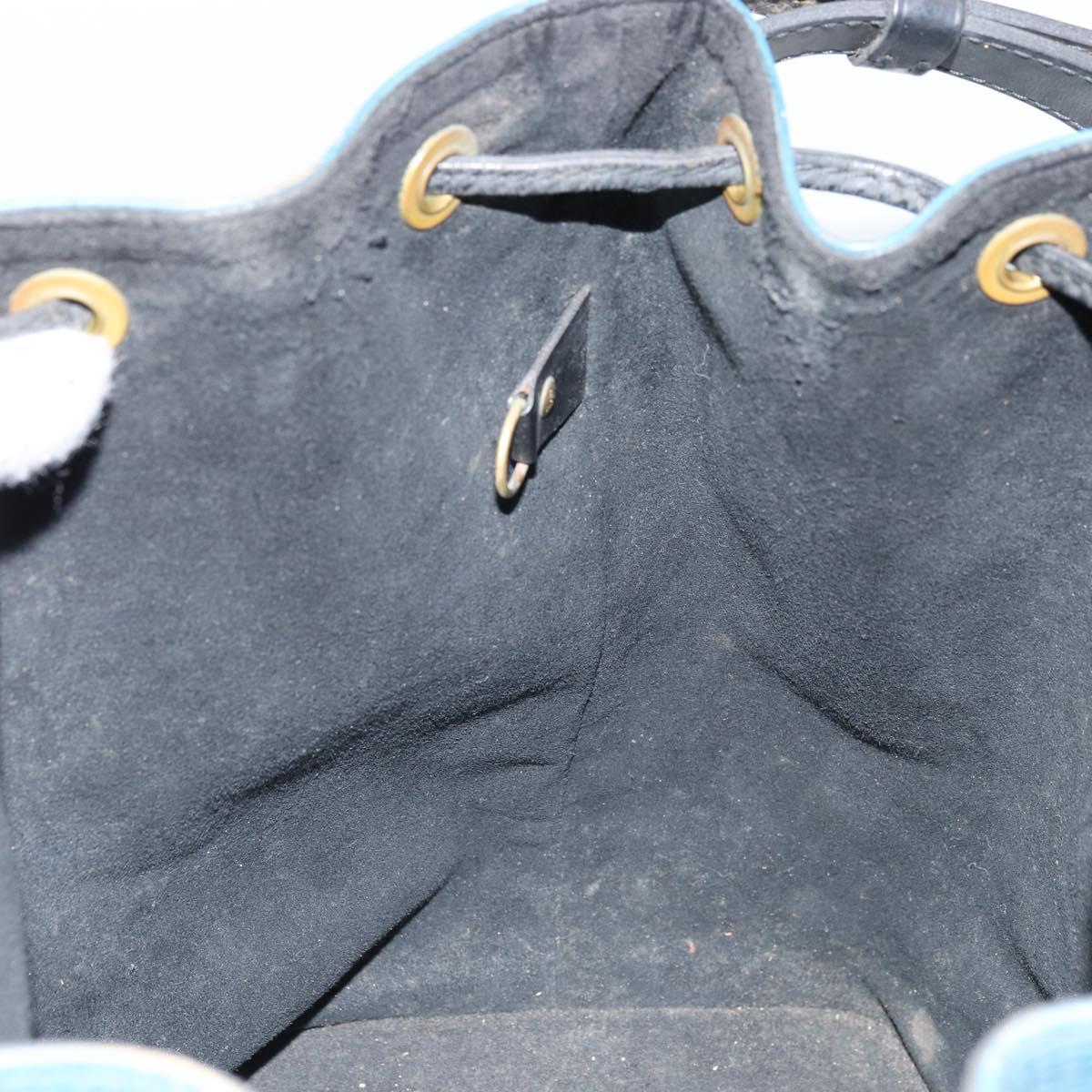 LOUIS VUITTON Epi Petit Noe Shoulder Bag Bicolor Black Blue M44152 Auth LNZ816