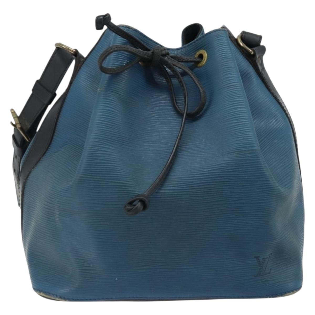 LOUIS VUITTON Epi Petit Noe Shoulder Bag Bicolor Black Blue M44152 Auth LNZ816