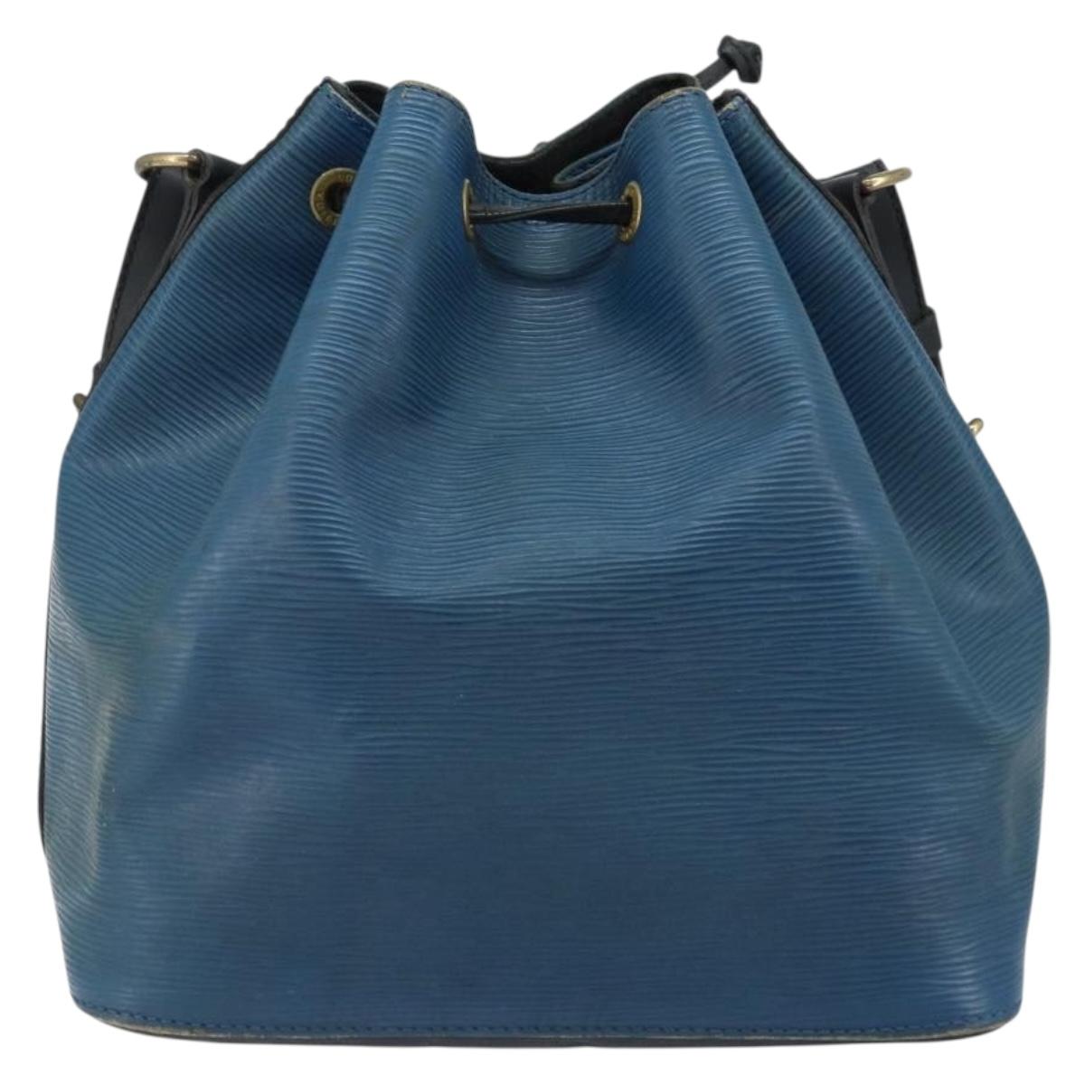 LOUIS VUITTON Epi Petit Noe Shoulder Bag Bicolor Black Blue M44152 Auth LNZ816
