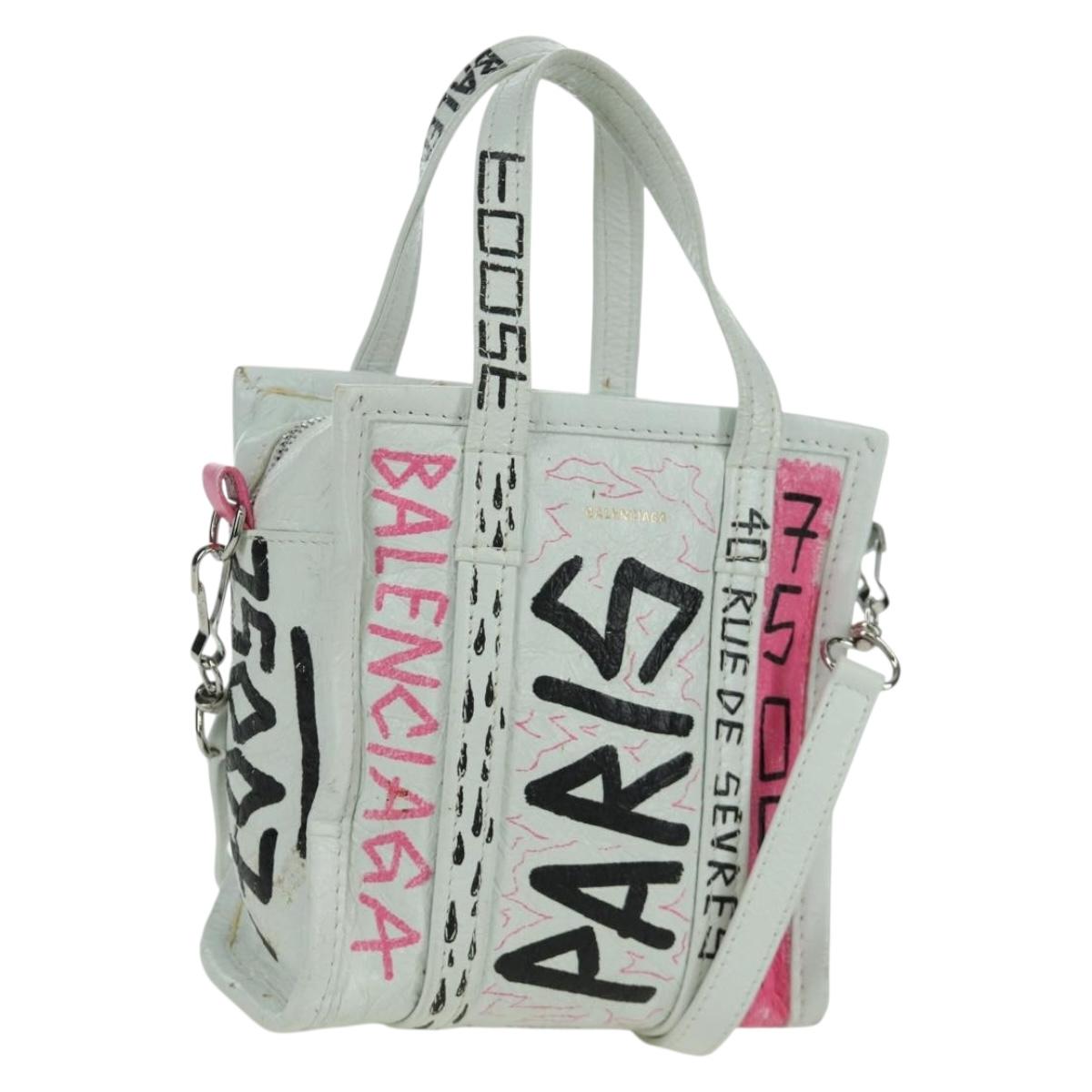 BALENCIAGA Graffiti Bazaar Shopper XXS Bag Leather 2way 513988 Auth LNZ819V
