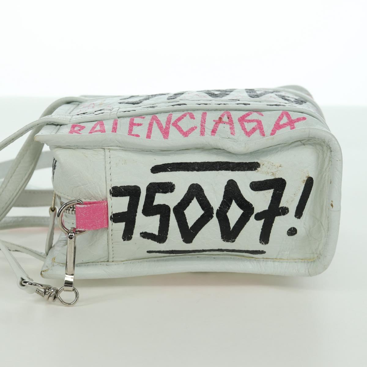 BALENCIAGA Graffiti Bazaar Shopper XXS Bag Leather 2way 513988 Auth LNZ819V