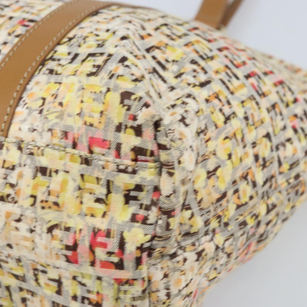 FENDI Zucchino Canvas Tote Bag Multicolor Gold Auth LNZ820V