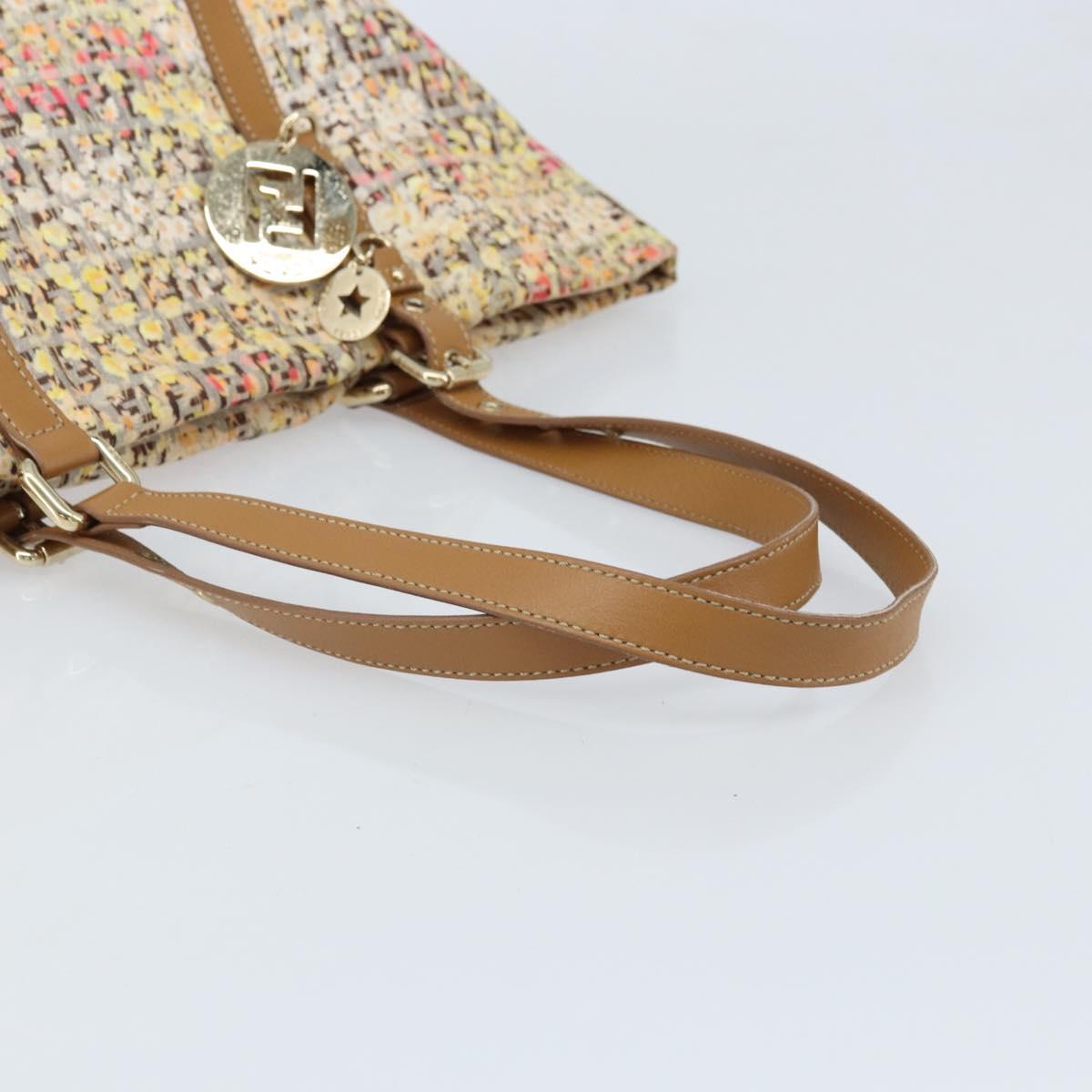 FENDI Zucchino Canvas Tote Bag Multicolor Gold Auth LNZ820V