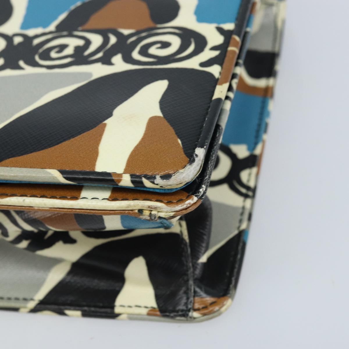 PRADA Chain Shoulder Bag Safiano leather Multicolor Silver Auth LNZ822A
