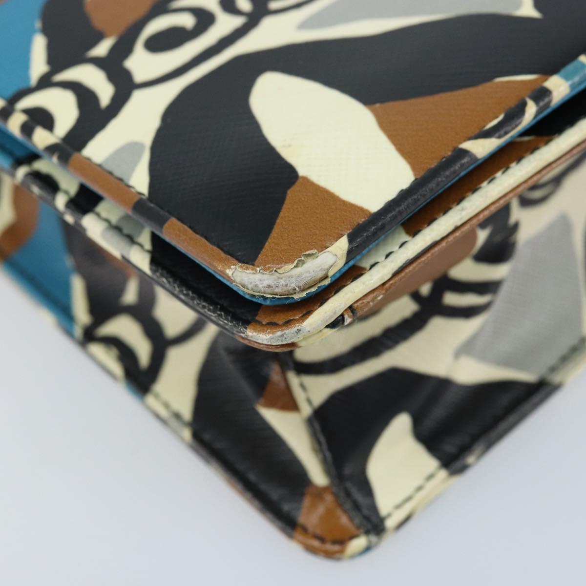 PRADA Chain Shoulder Bag Safiano leather Multicolor Silver Auth LNZ822A