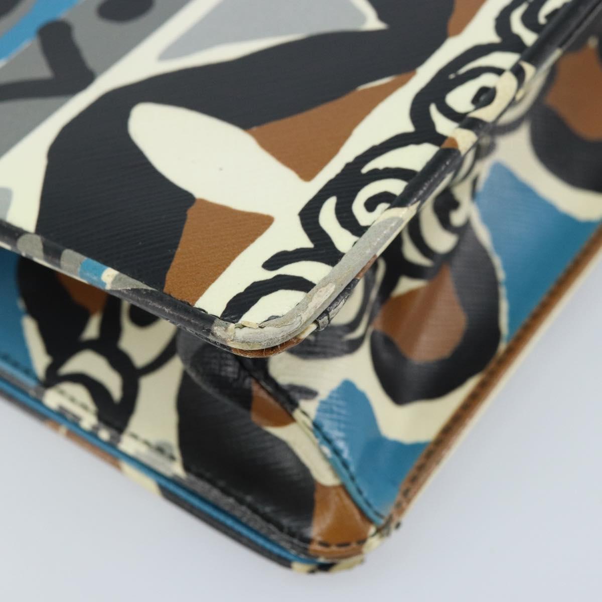PRADA Chain Shoulder Bag Safiano leather Multicolor Silver Auth LNZ822A