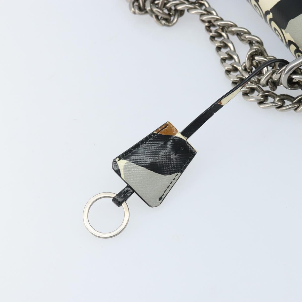 PRADA Chain Shoulder Bag Safiano leather Multicolor Silver Auth LNZ822A