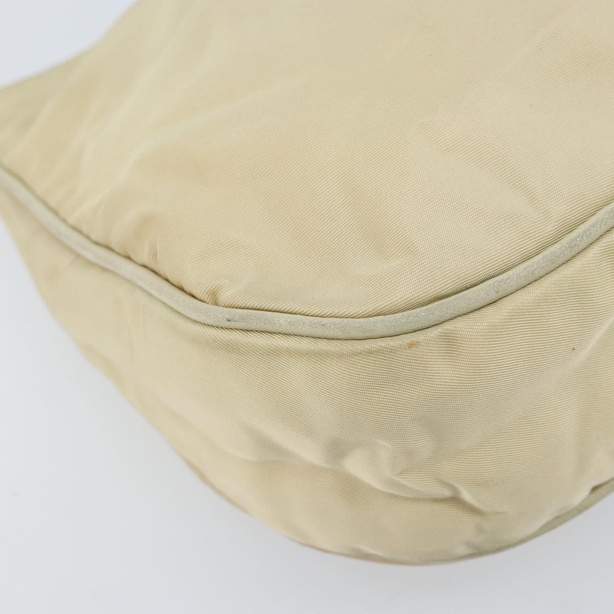 PRADA Shoulder Bag Nylon Beige Gold Auth LNZ823
